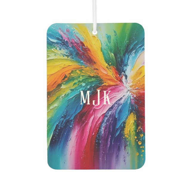 Colourful Modern Abstract Art Personalised Monogra Car Air Freshener (Front)