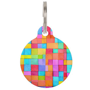 Colourful Modern Abstract Art Pet Tag NAME PHONE