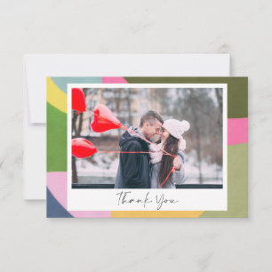 Colourful Modern Abstract Art Photo Wedding Thank You Card