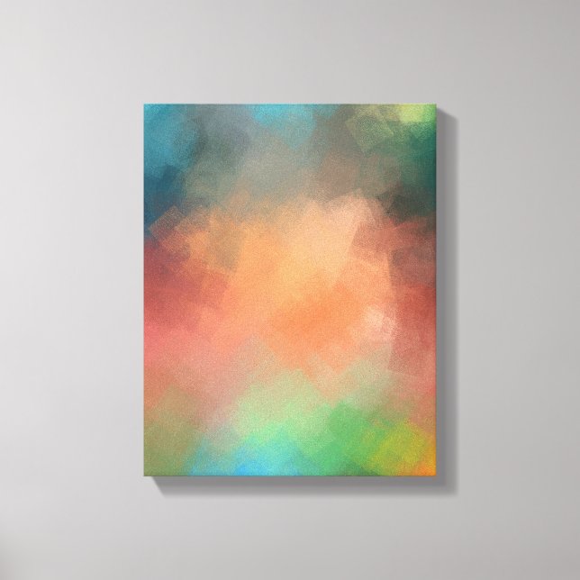 Colourful Modern Abstract Art Red Blue Yellow Gree Canvas Print (Front)