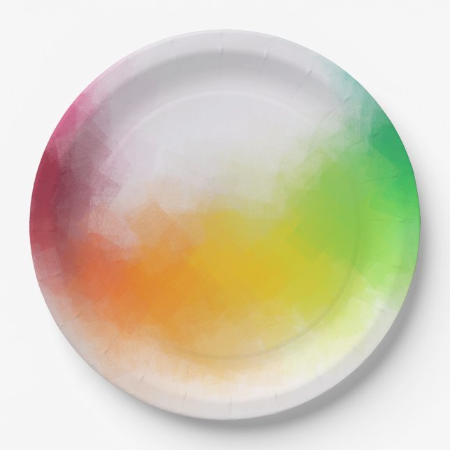 Colourful Modern Abstract Art Template Trendy Paper Plate (Front)