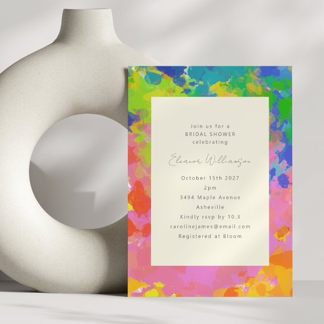 Colourful Modern Abstract Art Unique Bridal Shower Invitation (Creator Uploaded)
