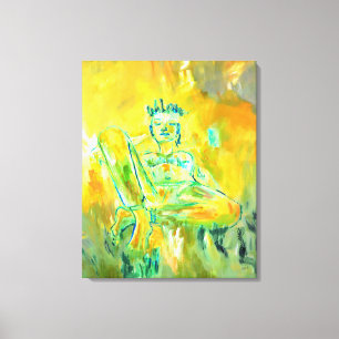 Colourful Modern Abstract Art Yellow Orange Green Canvas Print