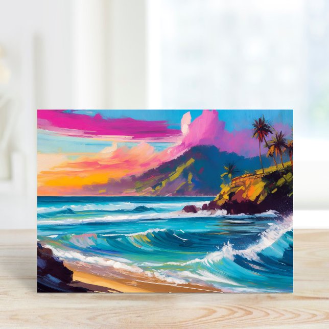 Colourful Modern Abstract Beach Landscape Card (Creator Uploaded)