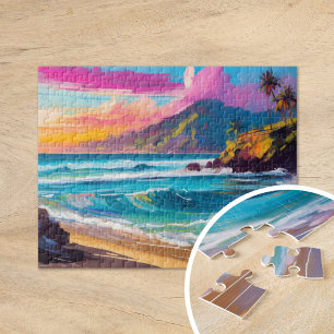 Colourful Modern Abstract Beach Landscape Jigsaw Puzzle