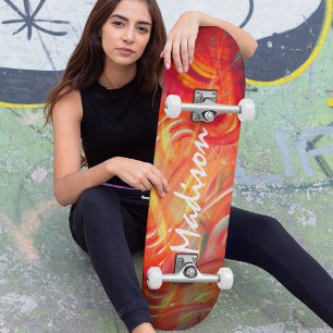 Colourful Modern Abstract Custom Personalised Name Skateboard