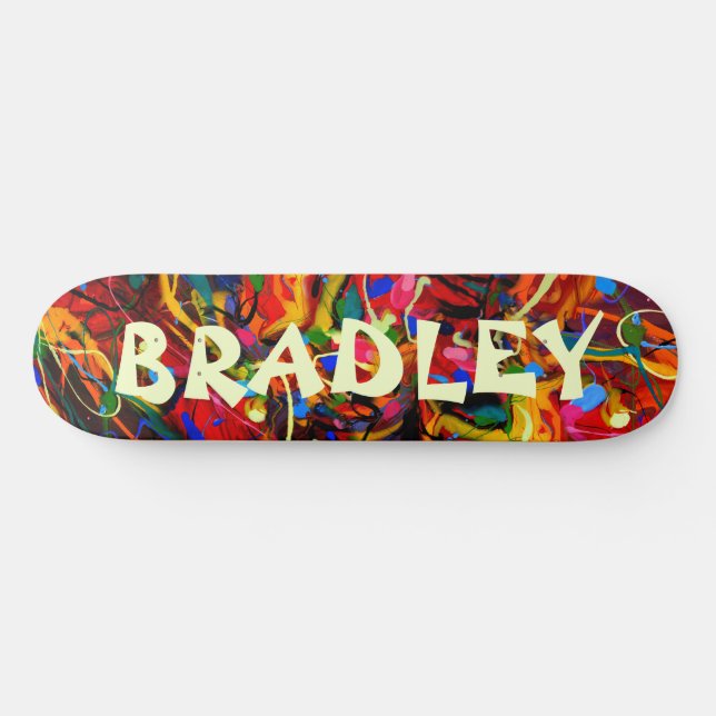 Colourful Modern Abstract Custom Personalised Name Skateboard (Horz)