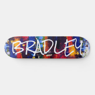 Colourful Modern Abstract Custom Personalised Name Skateboard