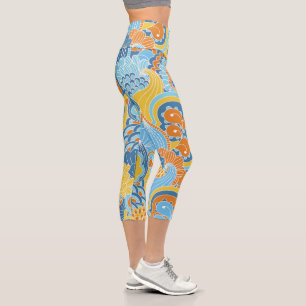 Colourful Modern Abstract Floral Girly Chic Patter Capri Leggings