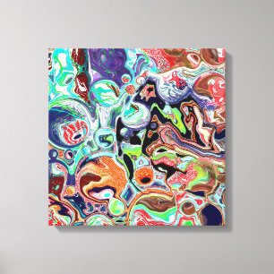 Colourful modern Abstract Fluid Art Canvas Print