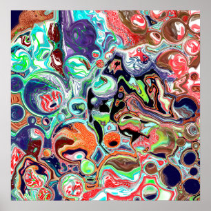 Colourful modern Abstract Fluid Art  Poster