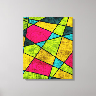 Colourful Modern Abstract geometric shapes Neon Canvas Print