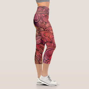 Colourful Modern Abstract Girly Pattern Capri Leggings