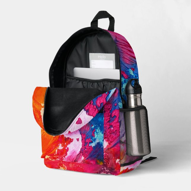 Colourful Modern Abstract Paint All Over Printed Backpack (Back Corner Right (Open))