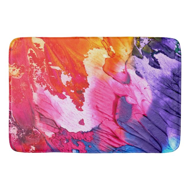 Colourful Modern Abstract Paint Bath Mat (Front)