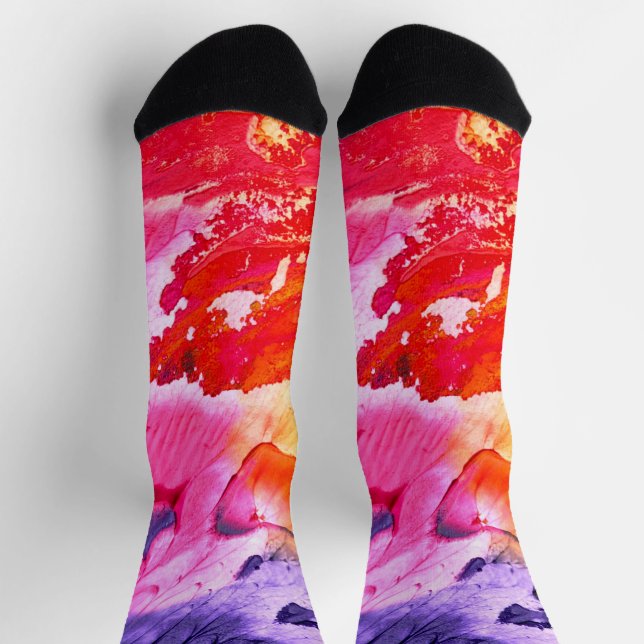Colourful Modern Abstract Paint Unisex Socks (Top)