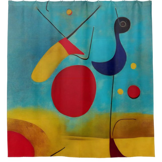 Colourful Modern Abstract Road Runner Shower Curtain (Front)