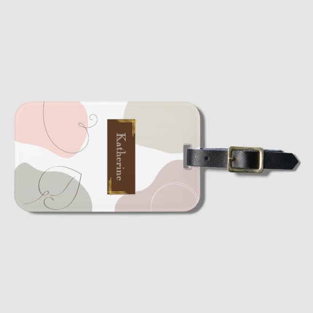 Colourful Modern Abstract Shapes Monogram Luggage Tag (Front Horizontal)