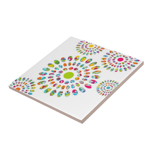 Colourful modern abstract sunflowers tile (Side)