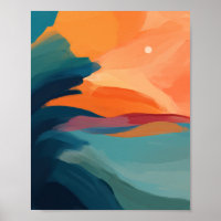 Colourful Modern Abstract Sunset Over the Beach