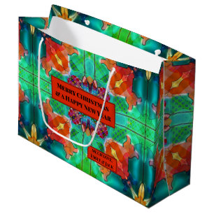 Colourful Modern Abstract Watercolor Christmas Large Gift Bag