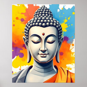 Colourful Modern Art   Gautama Buddha Poster