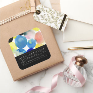 Colourful Modern Art Holiday Square Sticker