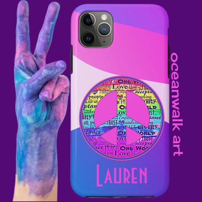 Colourful Modern Art Love and Peace Sign Case-Mate iPhone Case (Creator Uploaded)