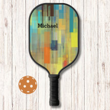 Colourful Modern Art Monogram Pickleball Paddle