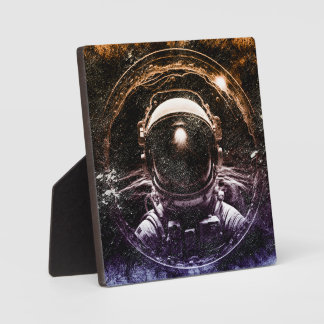Colourful Modern Astronaut in Space Plaque