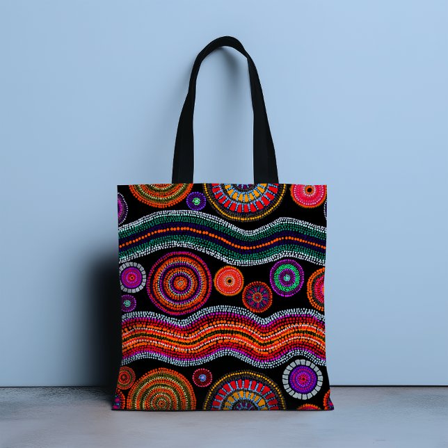 Colourful Modern Australian Dot Art Tribal Pattern Tote Bag (Creator Uploaded)