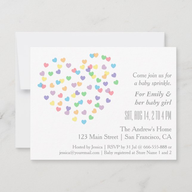 Colourful Modern Baby Sprinkle Invitations (Front)