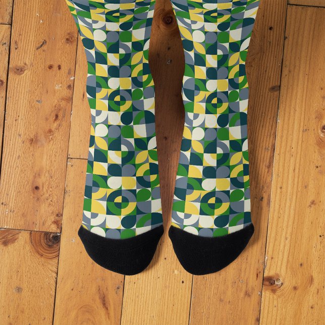 Colourful Modern Bauhaus Abstract Geometric Patter Socks (Creator Uploaded)