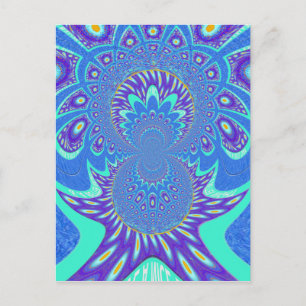 Colourful Modern Blue pattern art design Postcard