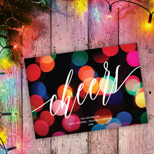 Colourful Modern Bokeh Cheers Non-Photo Holiday Card