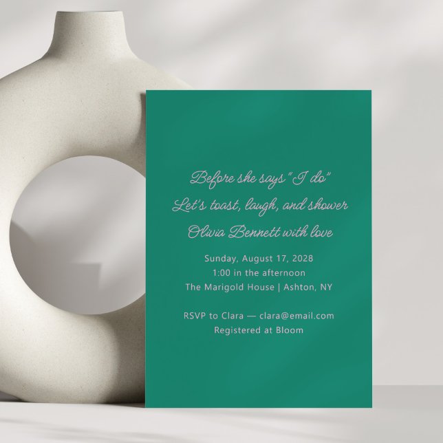 Colourful Modern Bridal Shower Preppy Pink Green Invitation (Creator Uploaded)