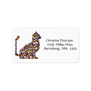Colourful Modern Cat Quilt Pattern Address Labels