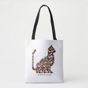 Colourful Modern Cat Quilt Pattern Tote Bag
