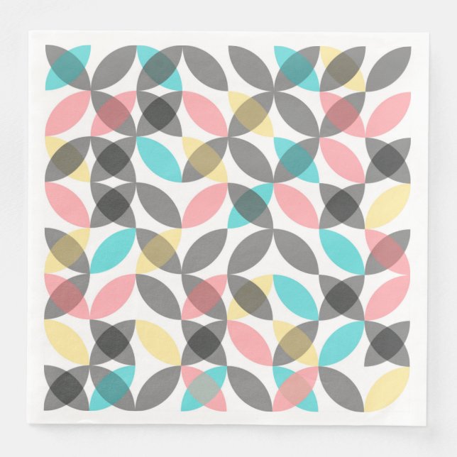 Colourful, modern, cheerful circular geometric napkin (Front)