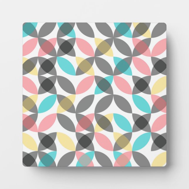 Colourful, modern, cheerful circular geometric plaque (Front)