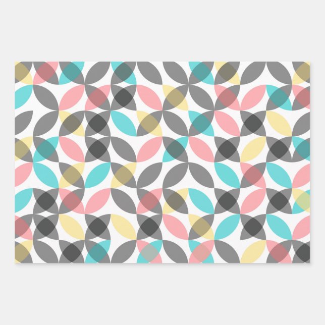 Colourful, modern, cheerful circular geometric wrapping paper sheet (Front)