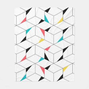 Colourful, modern, cheerful, trendy happy cubes fleece blanket
