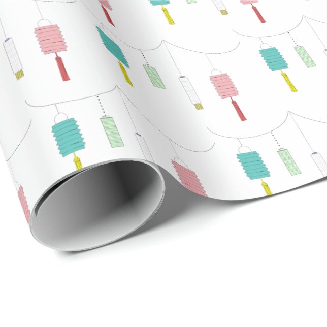 Colourful Modern Chinese Lantern Minimalist Patter Wrapping Paper (Roll Corner)