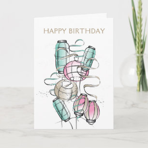 Colourful & Modern Chinese Lanterns & Ribbon Invitation