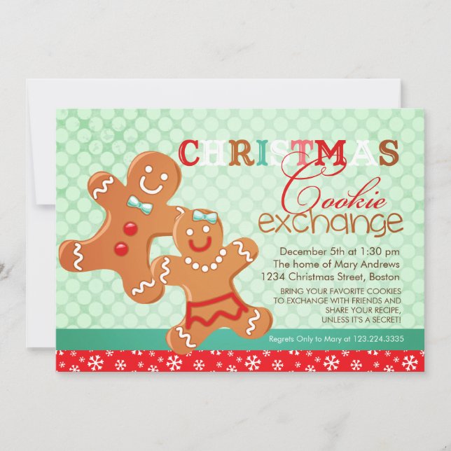 Colourful Modern Christmas Cookie Exchange Swap Invitation (Front)