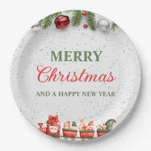 Colourful Modern Christmas Day 9" Round Paper Plat Plate