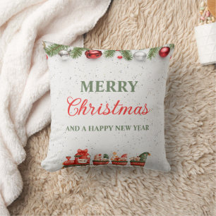 Colourful Modern Christmas Day Throw Pillow (16")