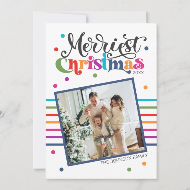 Colourful Modern Christmas Family Photo Holiday Ca (Front)