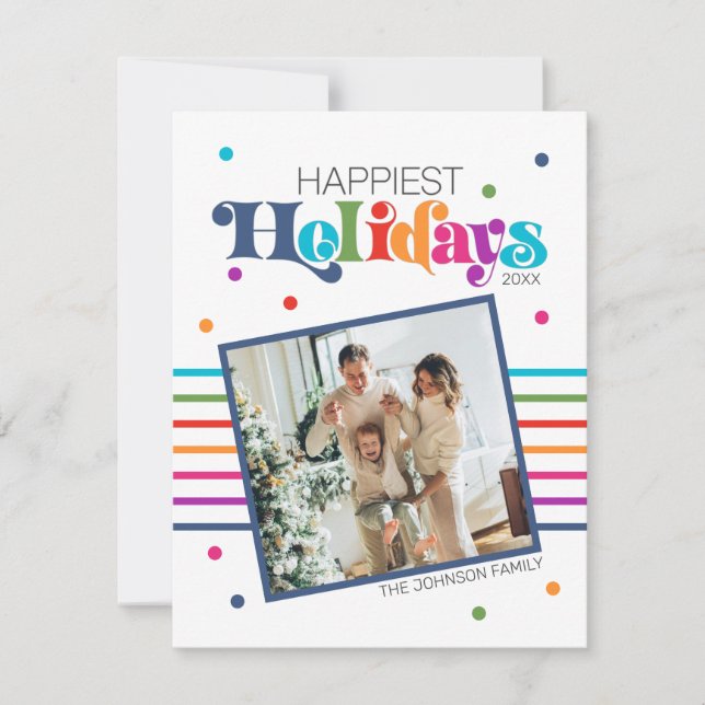 Colourful Modern Christmas Family Photo Holiday Card (Front)
