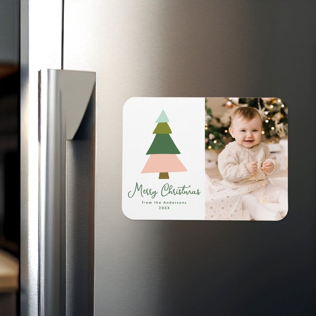 Colourful Modern Christmas Tree Photo Magnet (Creator Uploaded)